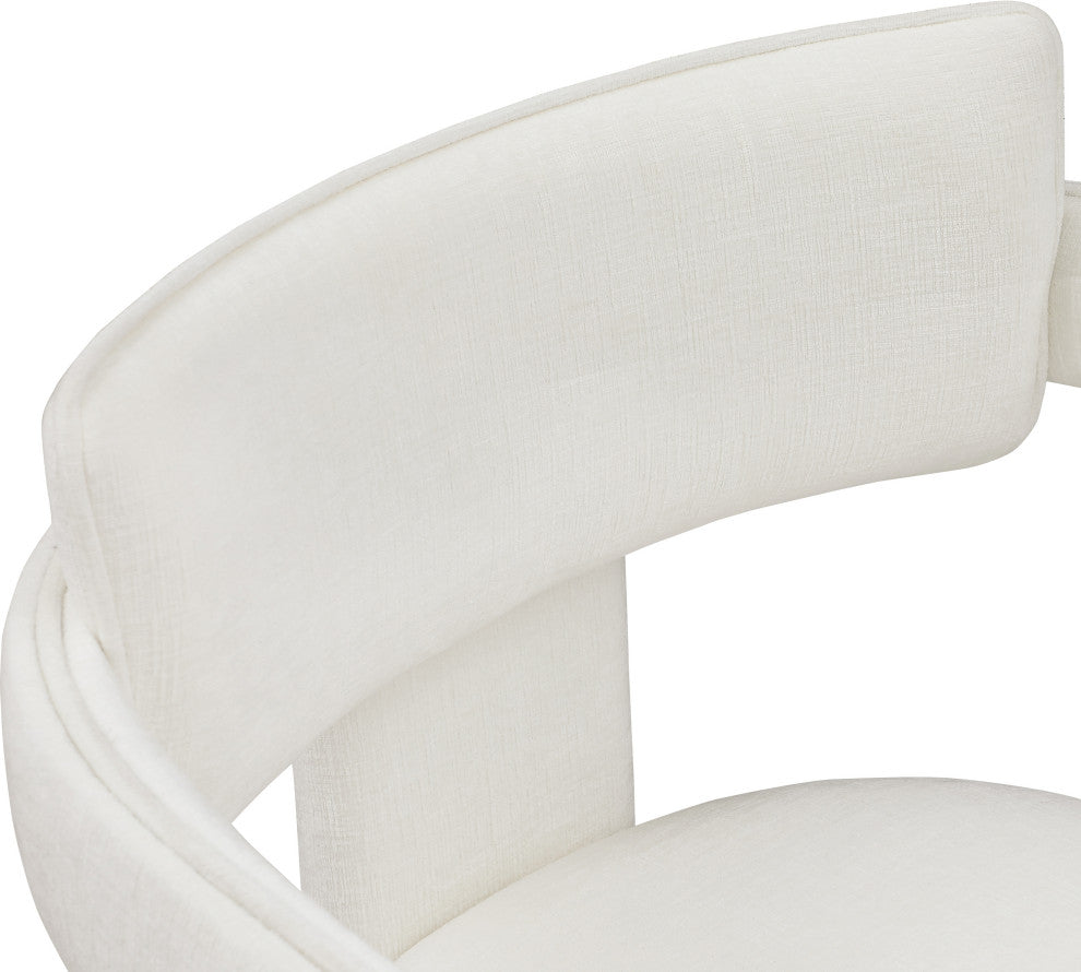 Brenda Upholstered Dining Chair, Cream, Chenille Fabric, Set of 2