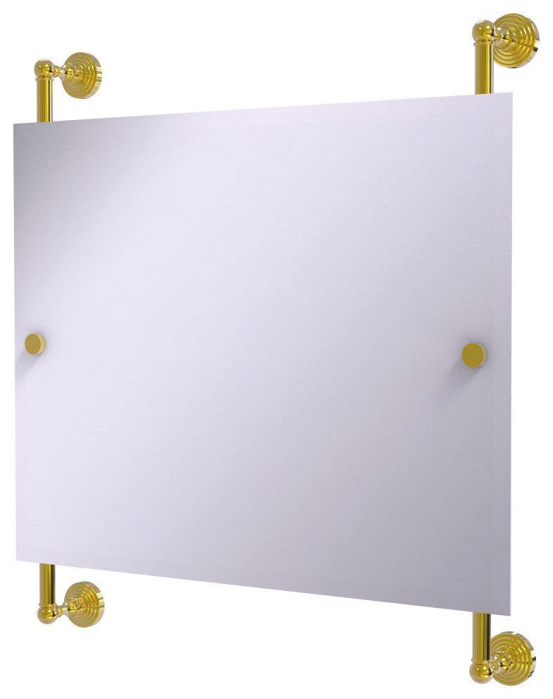 Waverly Place Landscape Frameless Rail Mounted Mirror, Polished Brass