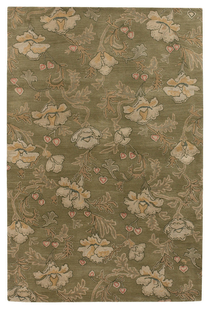Scotia Traditional Area Rug, Green, 5'x7'6" Rectangle