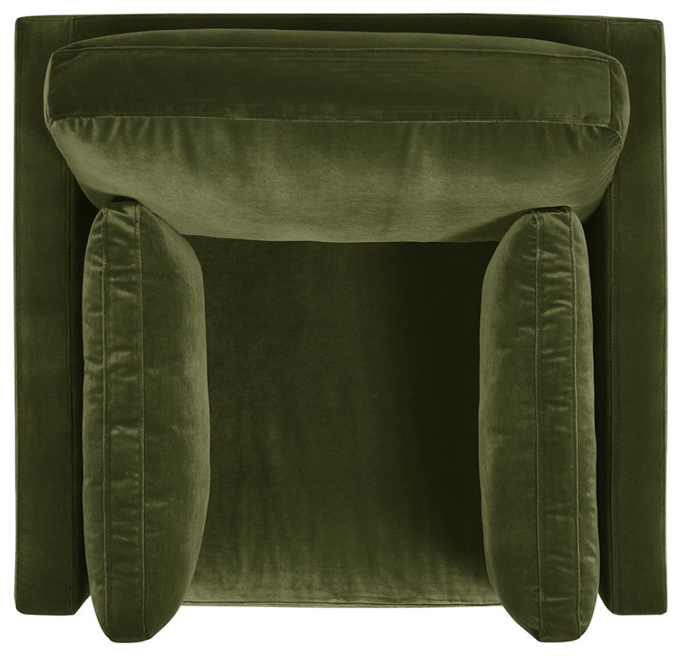 Knox 36" Modern Farmhouse Arm Chair, Olive Green Performance Velvet
