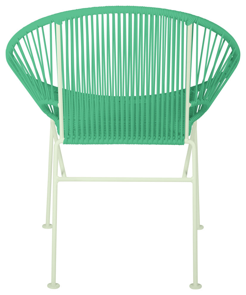 Concha Indoor/Outdoor Handmade Dining Chair, Mint Weave, Chrome Frame