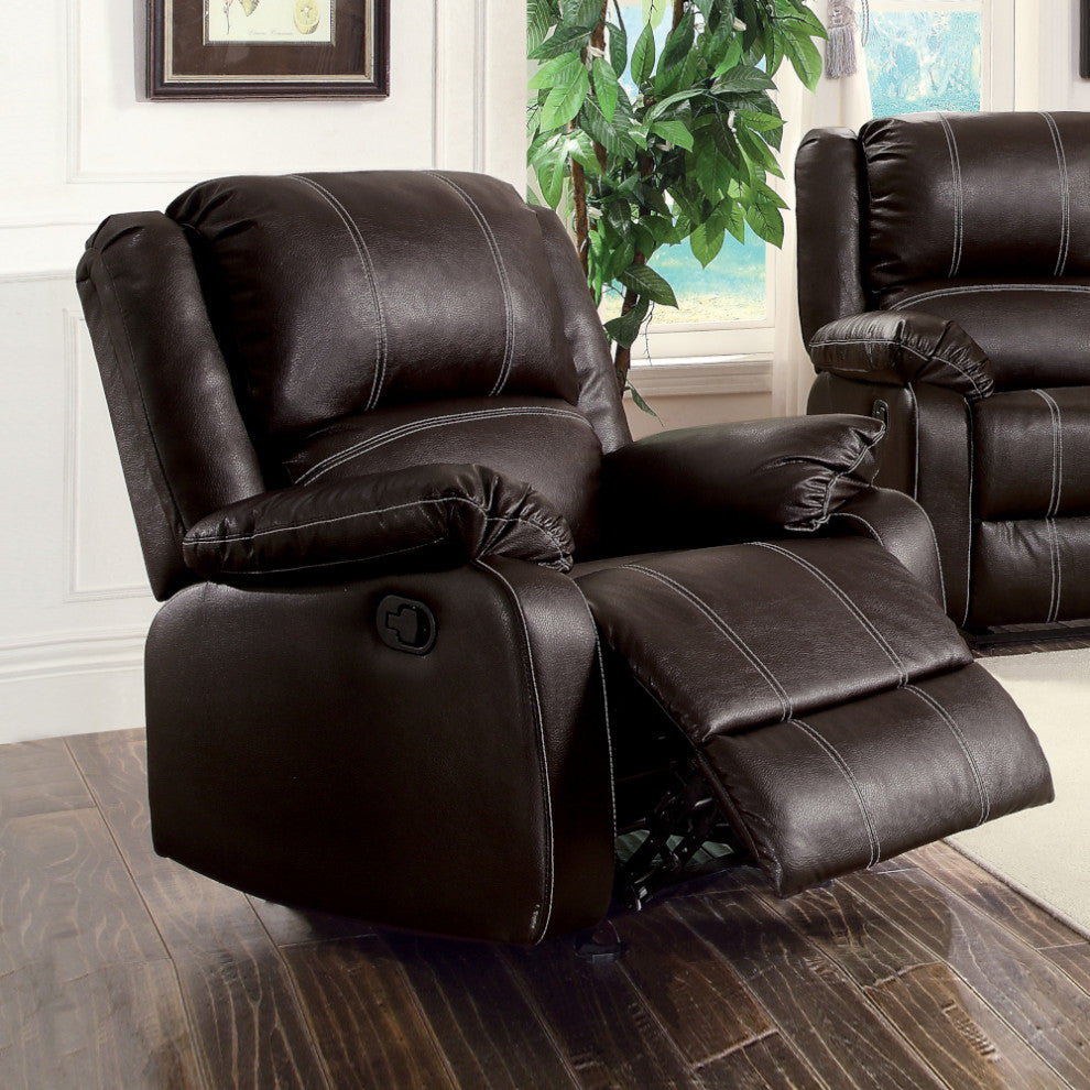 ACME Zuriel Motion Rocker Recliner, Brown Synthetic Leather