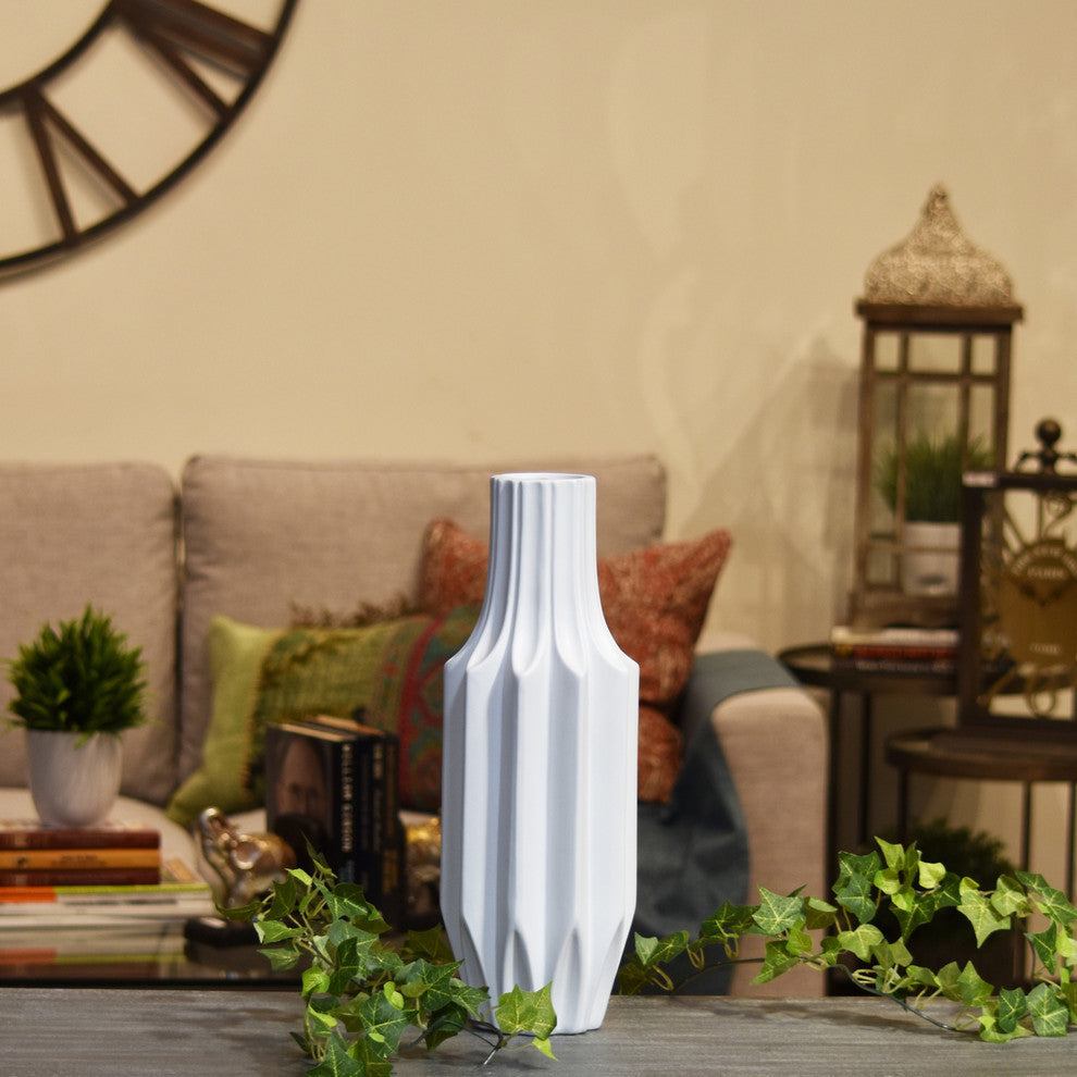 Marcus Ceramic Vase, Matte White, Small