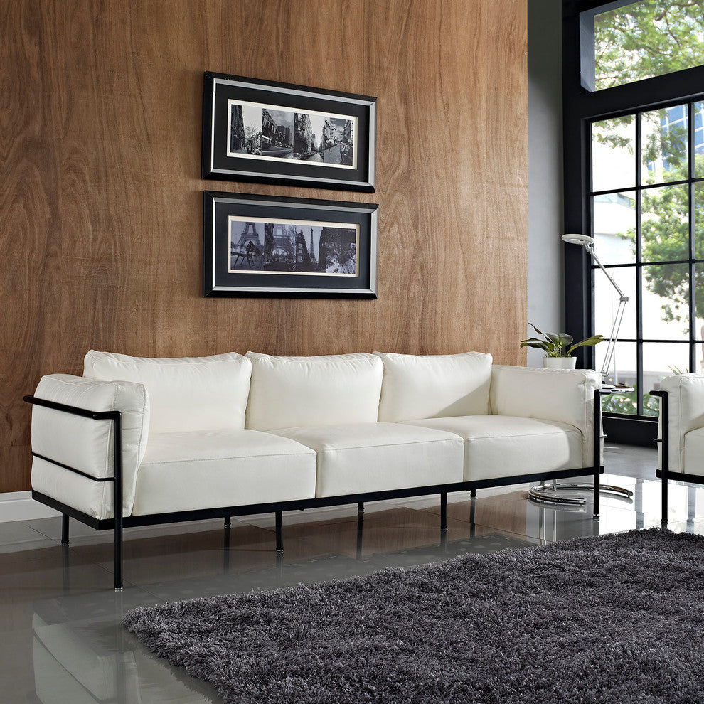 Modern Contemporary Living Room Leather Sofa White