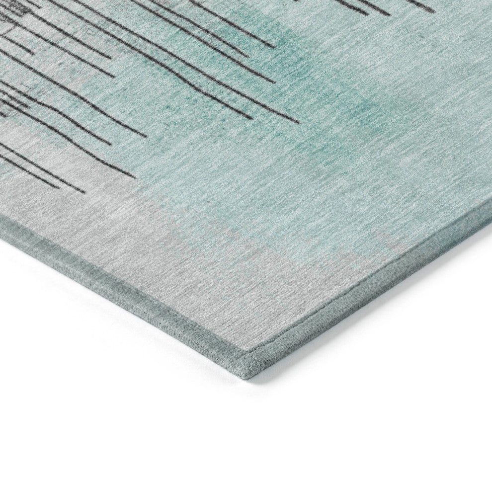 Machine Washable Indoor/Outdoor Chantille ACN1880 Teal 8' x 8' Round Rug
