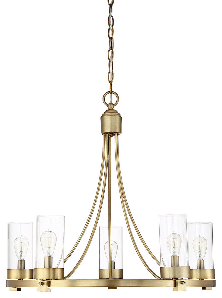 5-Light Chandelier, Natural Brass