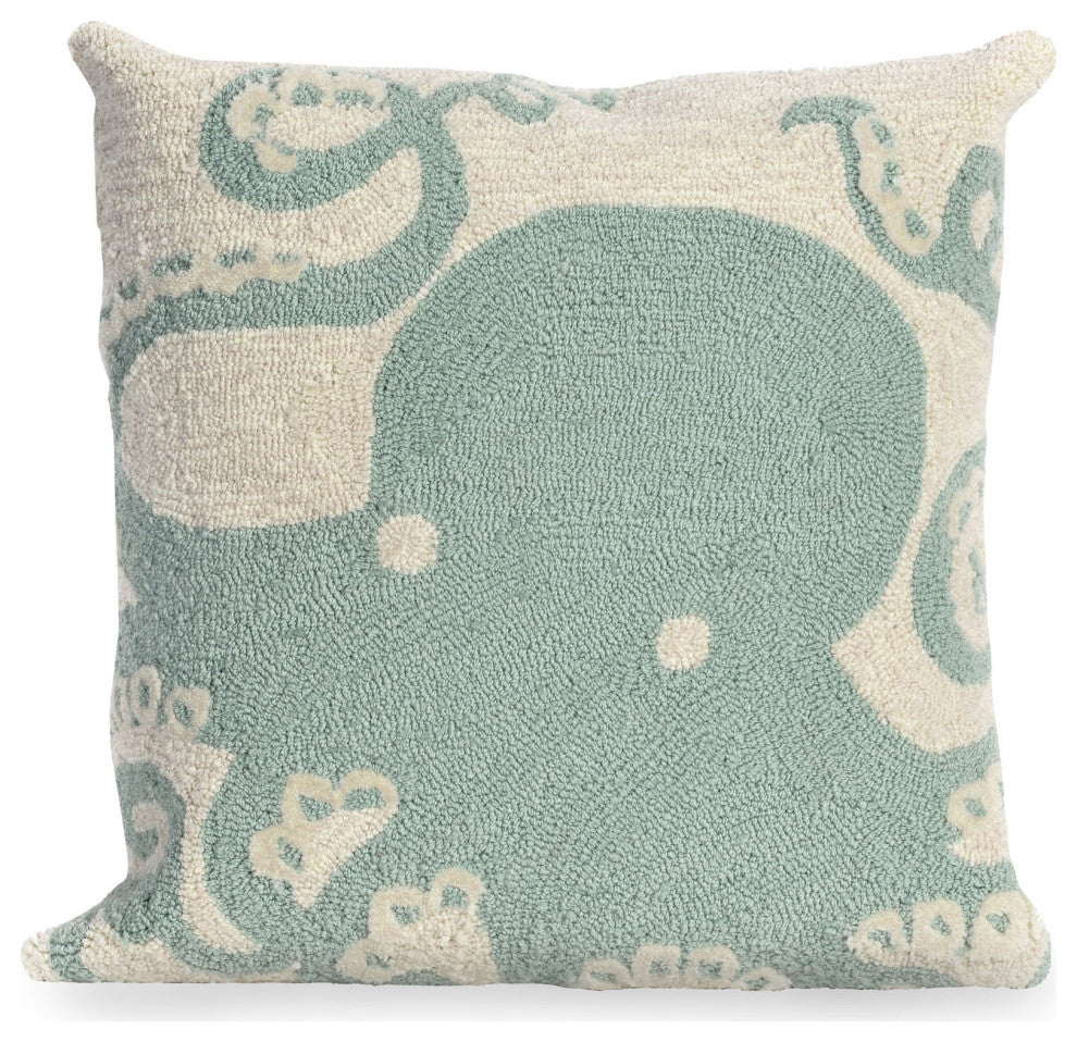 Frontporch Octopus Pillow, Aqua, 18"x18"