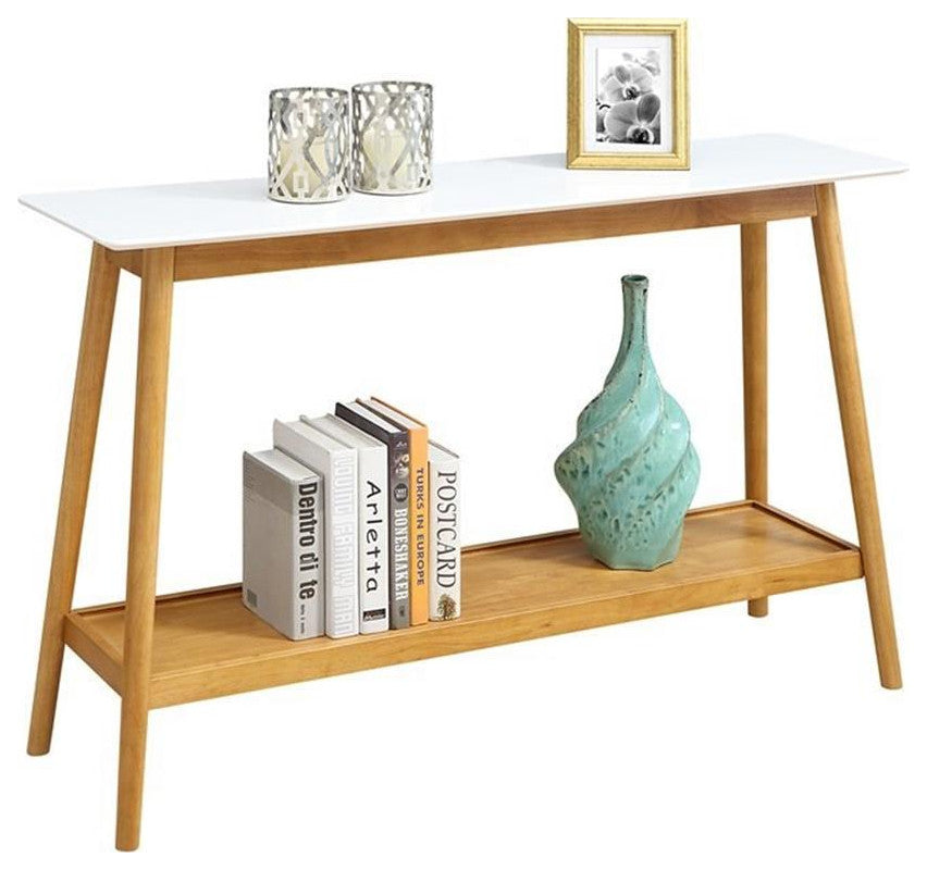 Convenience Concepts Oslo Console Table in White and Natural Wood Finish