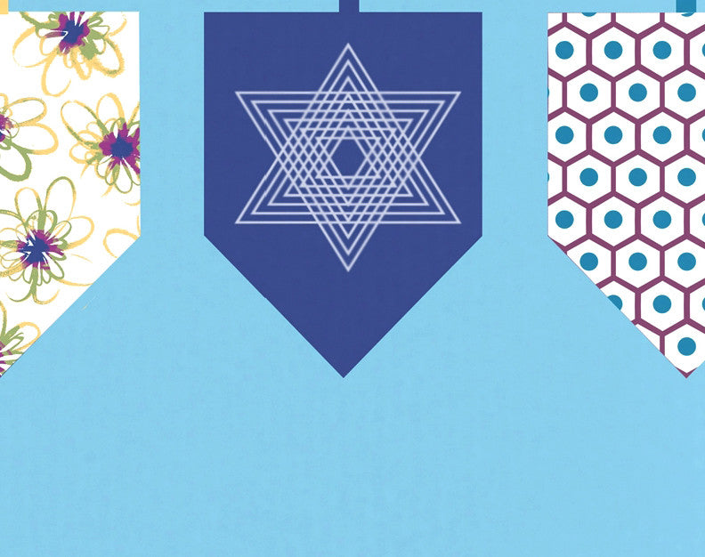 Doodled Dreidels Decorative Holiday Geometric Print Hand Towel, Light Blue