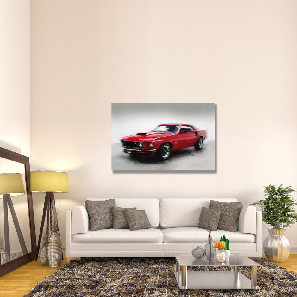 "1969 Ford Mustang Watercolor" Fine Art Print