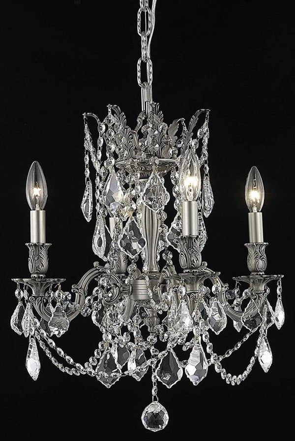 Elegant Rosalia Dining Room Light, Pewter Finish With Royal Cut Crystal