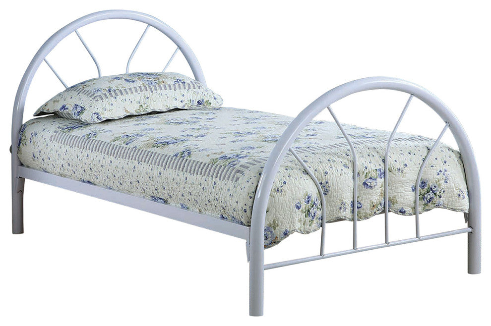 Contemporary Metal Twin Bed, White