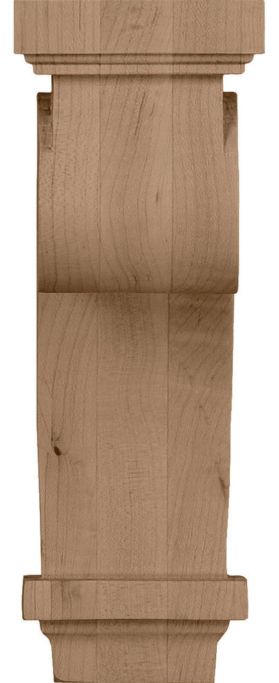 3 1/4"W x 5"D x 9"H Scroll Corbel, Red Oak