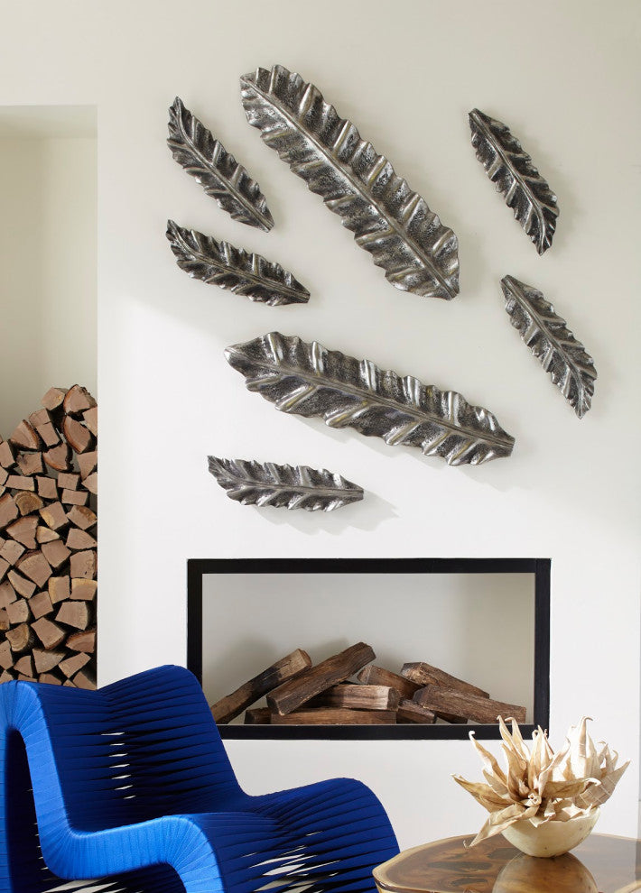 Petiole Wall Leaf, Silver, Small, Version B