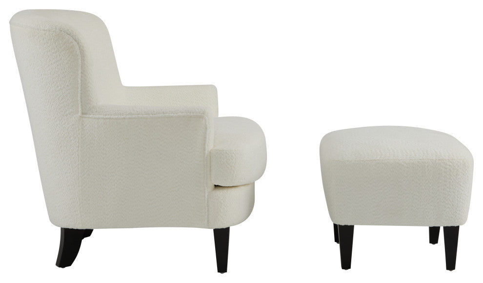 Gerald Boucle Upholstered Club Chair and Ottoman Set, Off White
