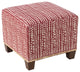 Quinn Square Nail Button Ottoman, Line Dot Holiday Red