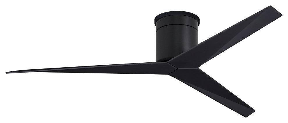 Eliza-H Flushmount Paddle Ceiling Fan, Matte Black, Matte Black Blades