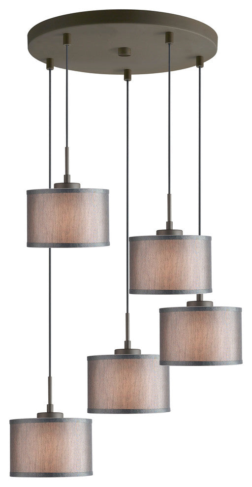 Allura 5-Light Cluster Pendant, Bronze, Fabric/Gray