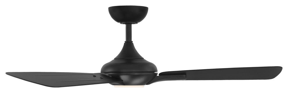 Mykonos 3-Blade Smart Ceiling Fan 52" Matte Black, 3000K LED Kit