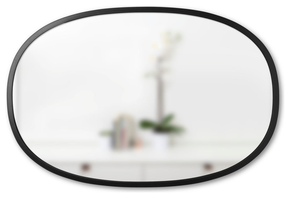 Umbra Hub Modern Wall Mount Oval Mirror Black
