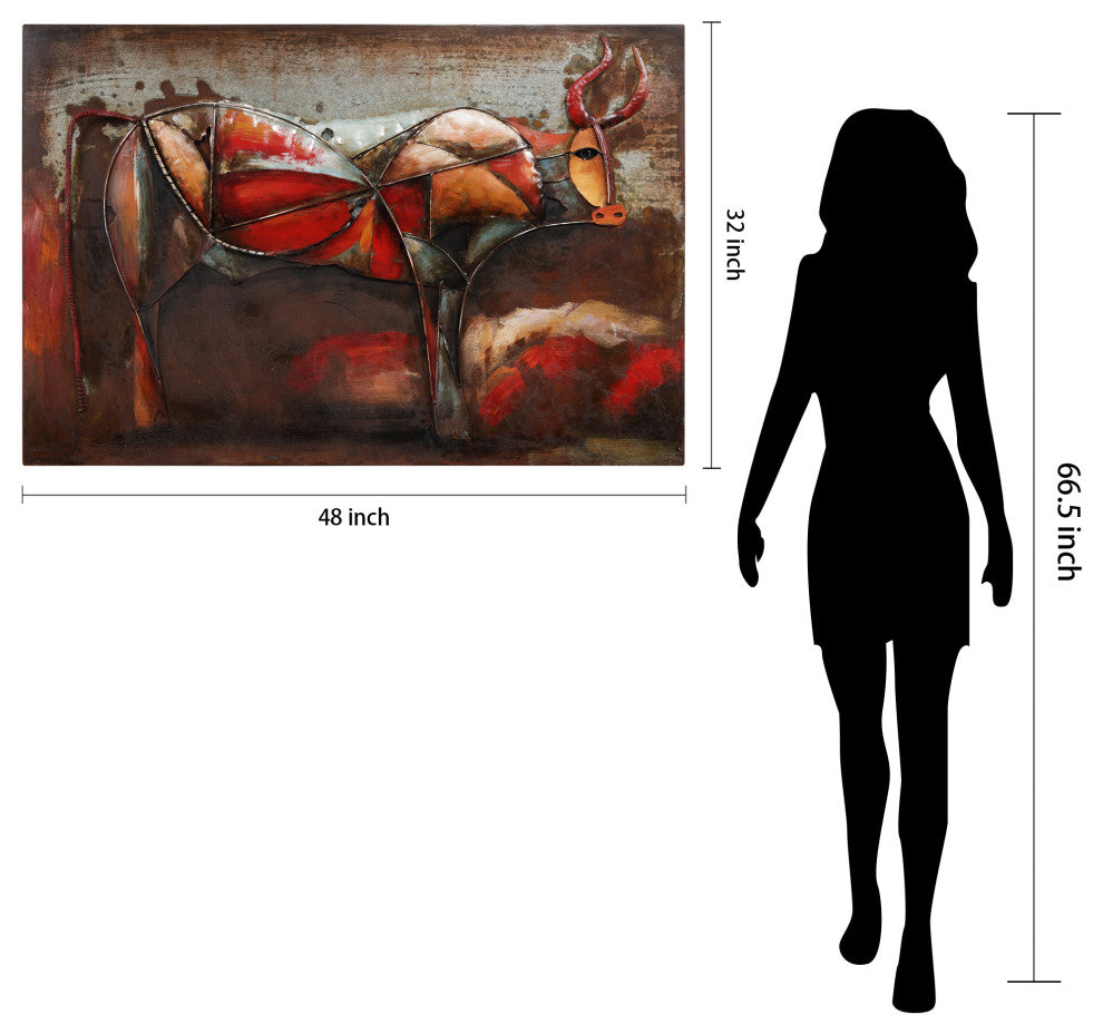 "Bullish" Primo Mixed Media Hand Painted Iron Wall Sculpture