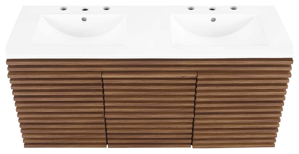 Render 48" Wall-Mount Bathroom Vanity, Walnut White