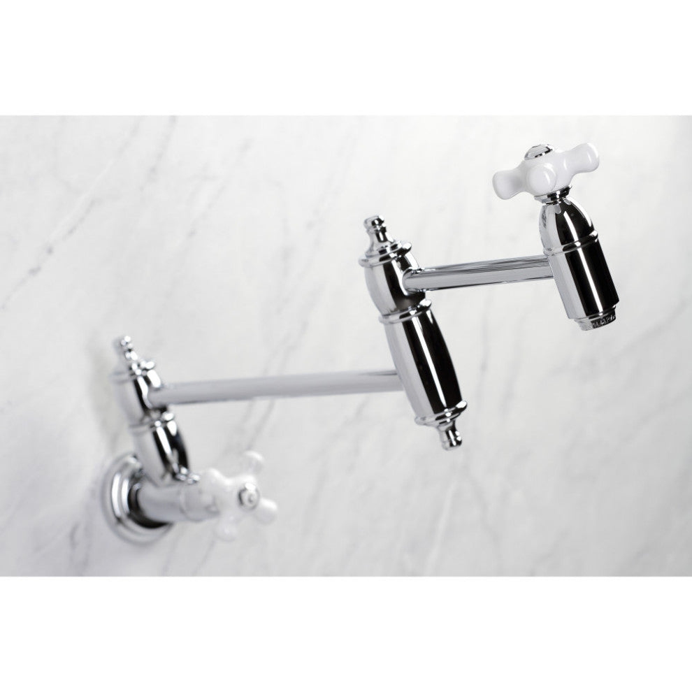 KS3101PX Restoration Two-Handle Wall Mount Pot Filler, Polished Chrome