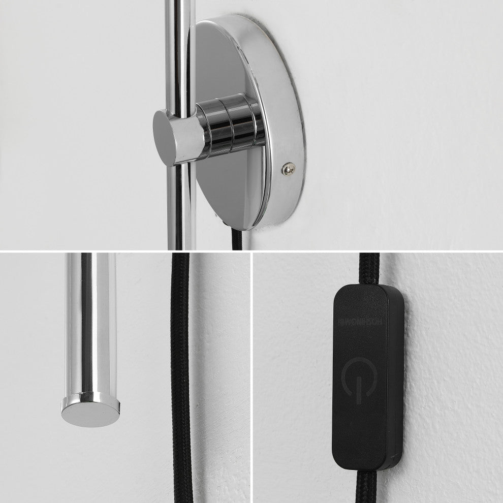 1-Light Modern Minimalist Iron Adjustable Bar Integrated LED Plug-In Sconce