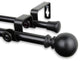 Luna Double Curtain Rod 5/8"WW 48-84"D, Black