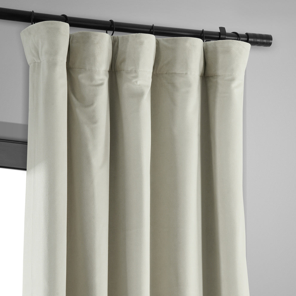 Signature Off White Blackout Velvet Curtain Single Panel, 50"x84"