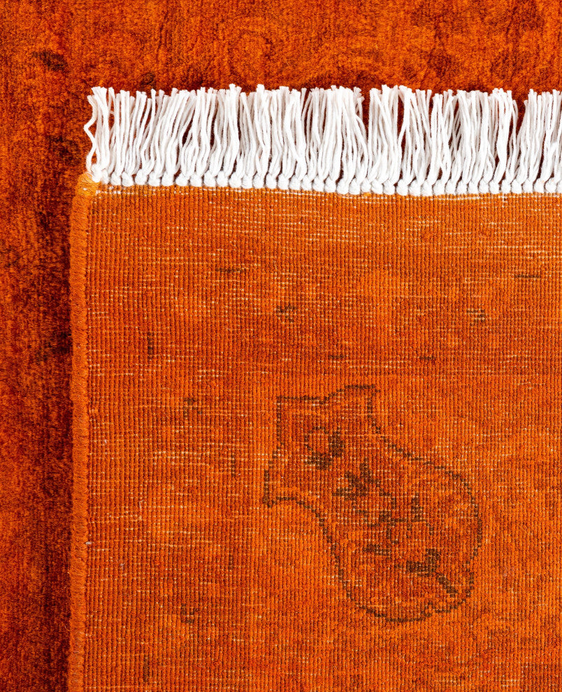 Overdyed One-of-a-Kind Hand-Knotted Area Rug Orange, 4' 8" x 7' 3"