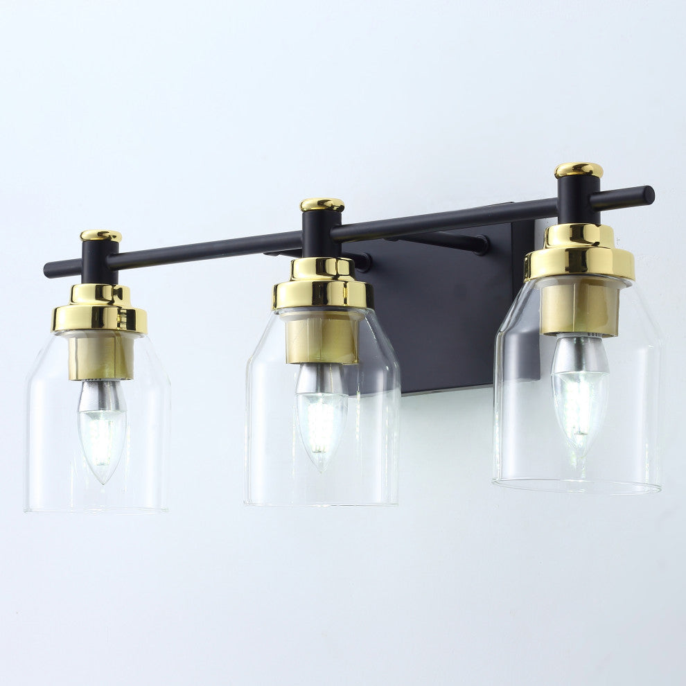 Vintage Industrial Style Dimmable Bathroom Vanity Lighting Fixture, 3-Light