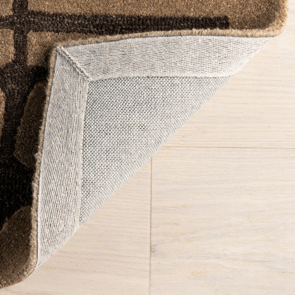 Parsa Striped Wool Area Rug, Brown 9'x12'