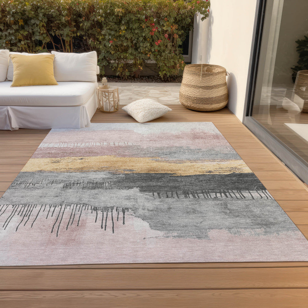 Machine Washable Indoor/Outdoor Chantille ACN1880 Blush 10' x 14' Rug