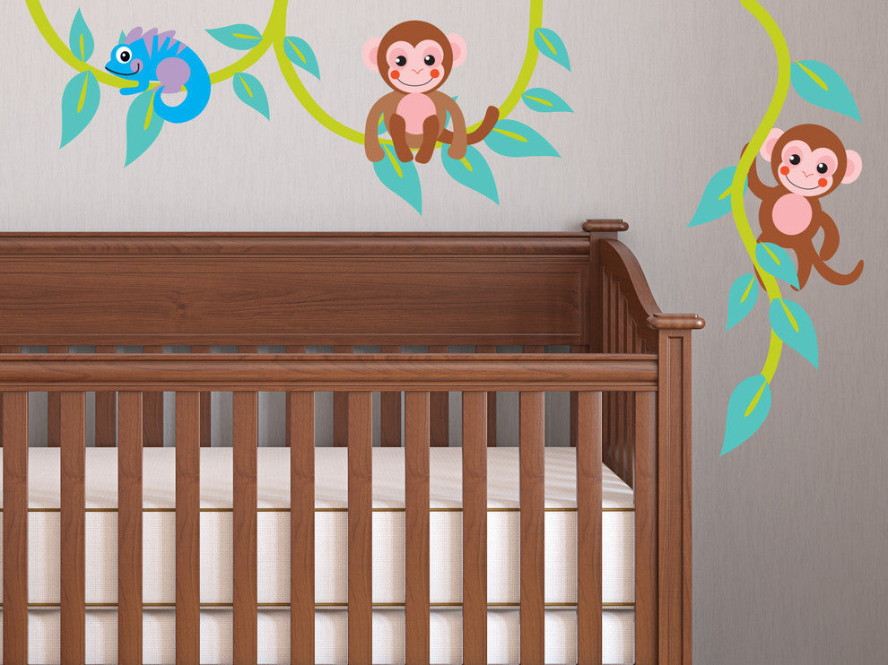 Monkeys on a Vine Fabric Wall Decal