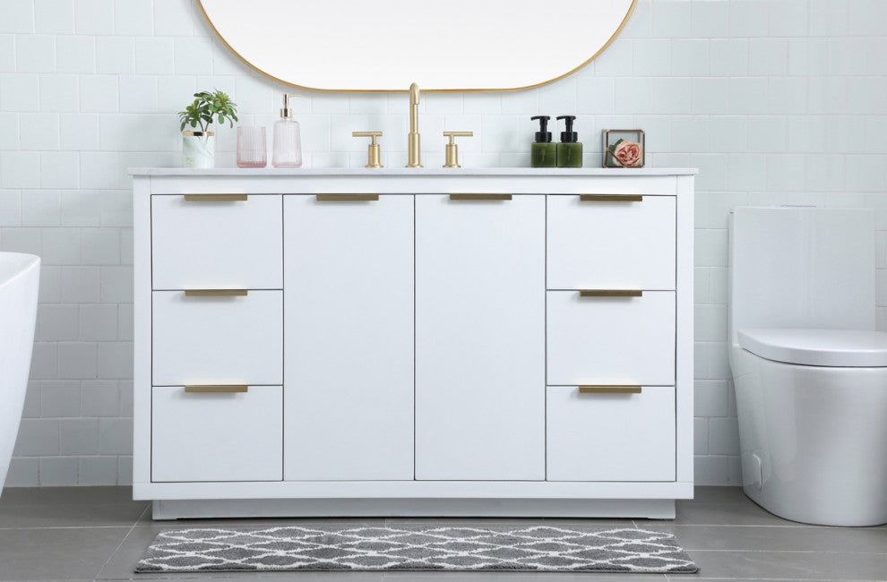 Bethany Single Bathroom Vanity, White, 54"