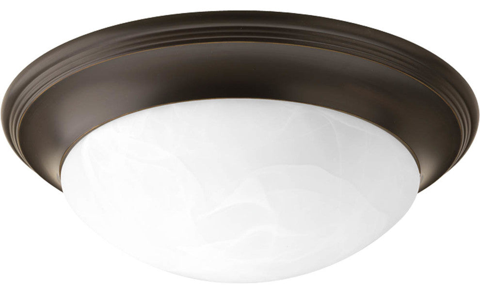 Alabaster Glass 14" Ceiling Fixture, Antique Bronze and Alabaster