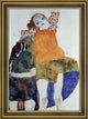 Egon Schiele Two Seated Girls - 16" x 24" Framed Premium Canvas Print
