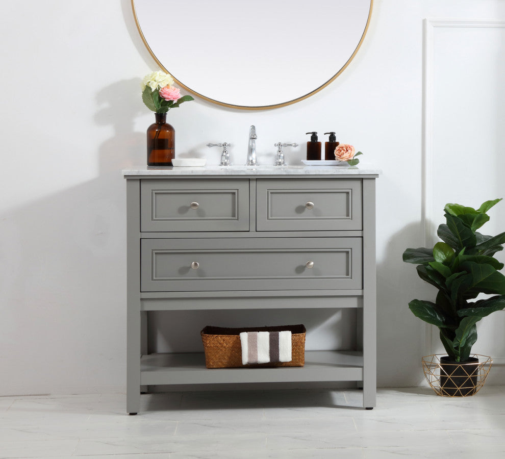 Matilda 36" Single Bathroom Vanity Set, Gray