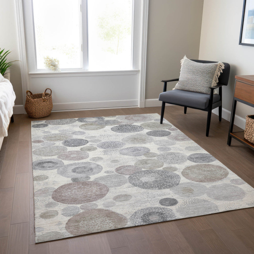 Machine Washable Indoor/Outdoor Chantille ACN1896 Ivory 5' x 7'6" Rug