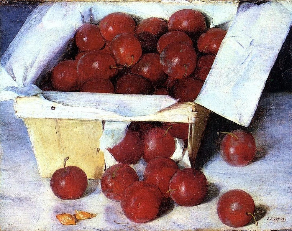 Joseph Decker Plums in a Basket Premium Canvas Print