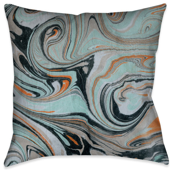 Mint Marble II Outdoor Decorative Pillow, 18"x18"