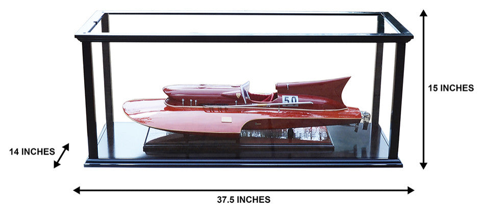 Display Case For Speed Boat Handcrafted Wooden Display Case for Model Ships