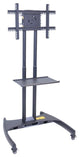 Luxor Adjustable Height Rolling Flat Panel Cart With Accessory Shelf