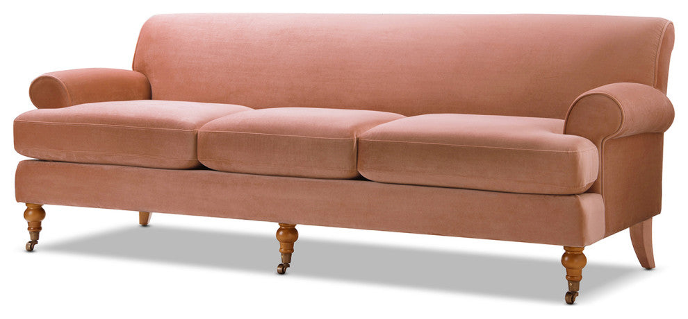 Alana Lawson 88" 3-Cushion Tight Back Sofa, Peach Orange Velvet