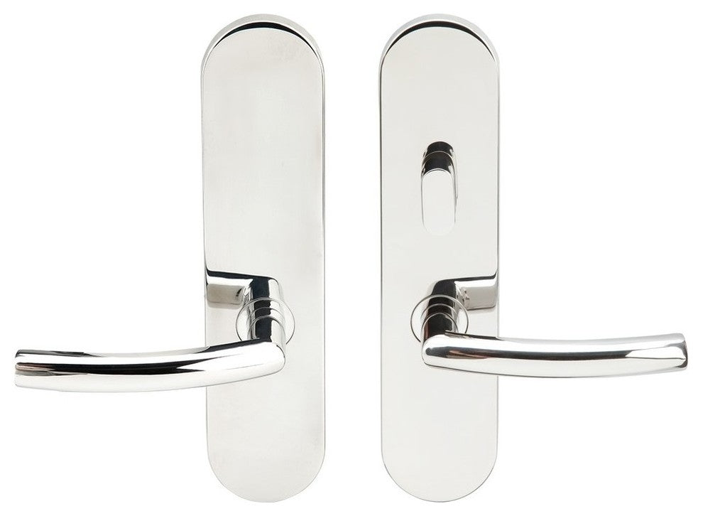 Oslo Lever, Tubular Passage With Privacy Bolt, RH, Polished Stainless Steel