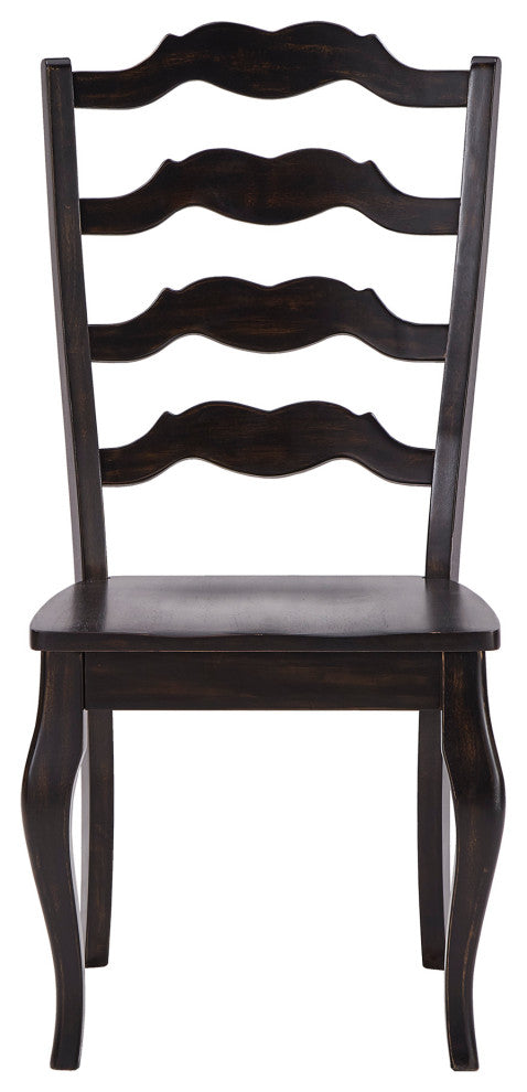 Arbor Hill French Ladder Back Wood Dining Chair, Set of 2, Antique Black
