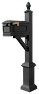 Westhaven System With Lewiston Mailbox, Square Base, Pineapple Finial, Black