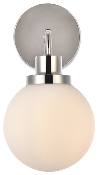 Helen 1-Light Bath Sconce, Polished Nickel With Frosted Shade