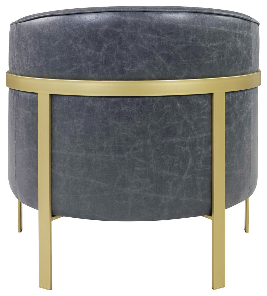 Harrod PU Accent Arm Chair Gold Legs, Vintage Midnight